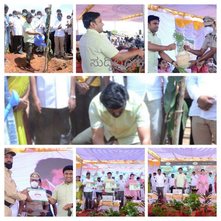 ಚಿಕ್ಕಬಳ್ಳಾಪುರ ಜಿಲ್ಲೆಯಲ್ಲಿ 100 ಎಕರೆ ಪ್ರದೇಶದಲ್ಲಿ ಸಸಿ ನೆಡುವ ಹಾಗೂ ಜಿಲ್ಲೆಯಾದ್ಯಂತ ಒಂದು ಲಕ್ಷ ಸಸಿ ನೆಡುವ ಕಾರ್ಯಕ್ರಮಕ್ಕೆ ಏಕಕಾಲಕ್ಕೆ ಚಾಲನೆ ನೀಡಿದ ಡಾ.ಕೆ.ಸುಧಾಕರ್